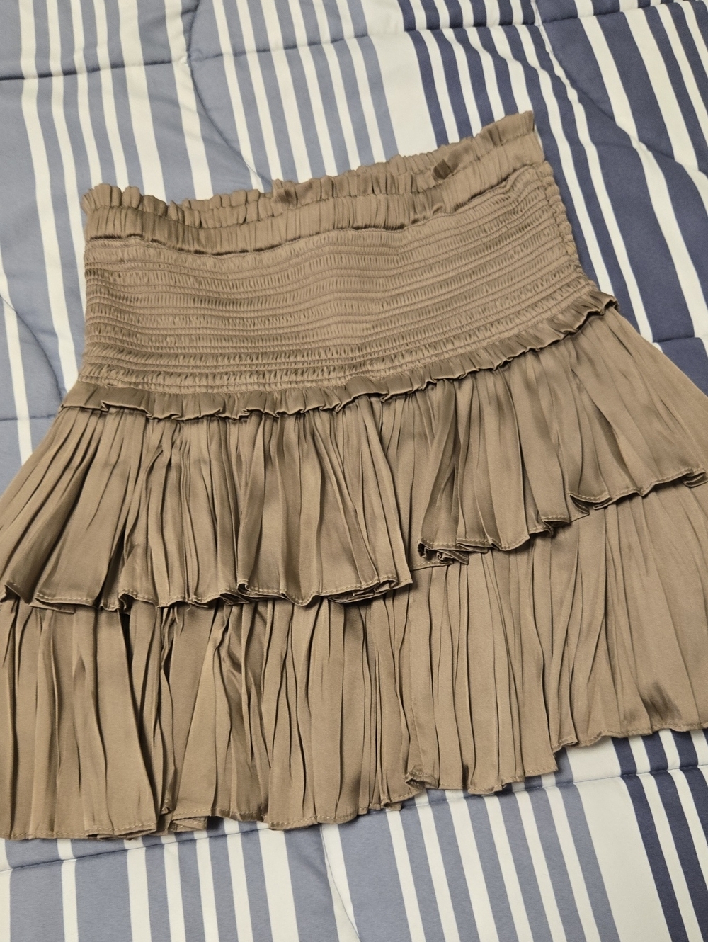 Tiered Ruffle Maxi Skirt in Taupe